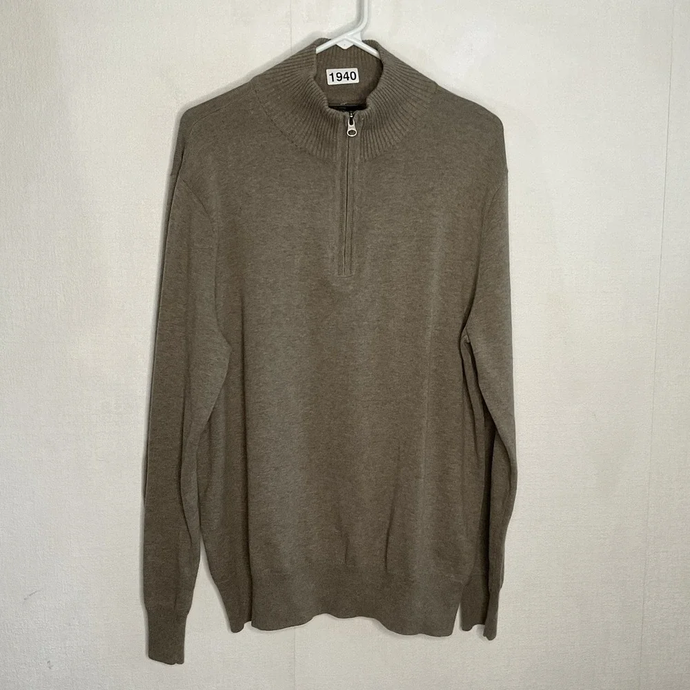 NWT J. Crew‎ Men's Large Gray Cotton Quarter 1/3Zip Pullover Sweatshirt Business